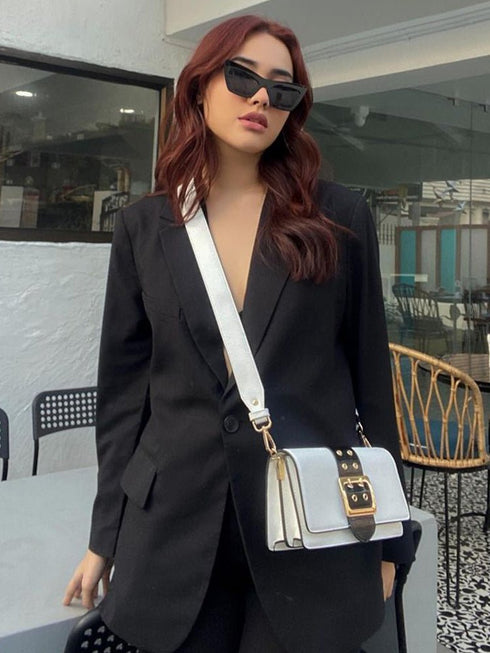 Adrianne Metal Buckle Crossbody Bag